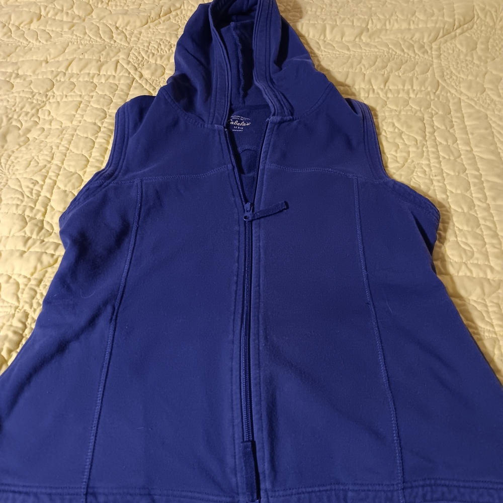 Cabela's Navy Zip-Up Vest With Hoodie
